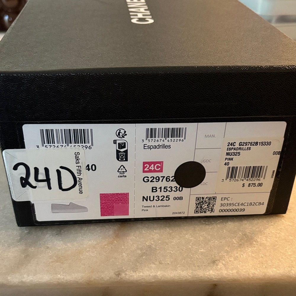CHANEL Pink Espadrilles Box with Style NU325 Label - Picture 2 of 8